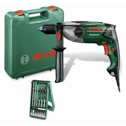 Smūginis gręžtuvas Bosch PSB 850-2RE Compact + grąžtai